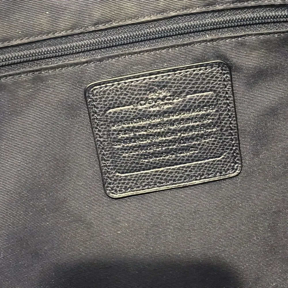 Coach Navy Blue Pebbled Leather Tote Bag Gold Hardware Large Work Bag
